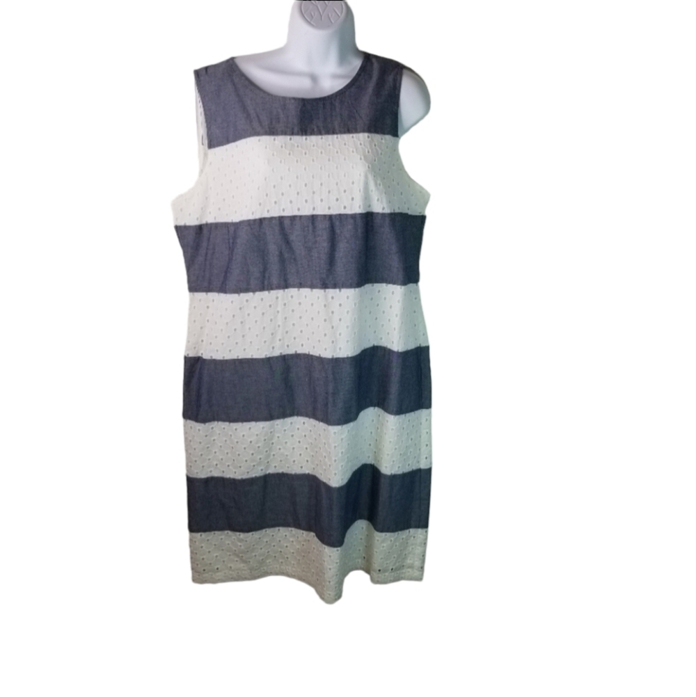 Talbots Outlet chambray eyelet shift dress new